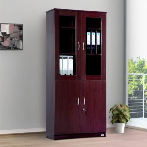 PITESTRA Engineered Wood Glass Door Office Cabinet In Melamine Finish