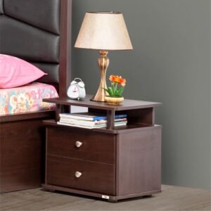 PIYESTRA Engineered Wood Zarena Two Drawer Bedside Table In Melamine Finish