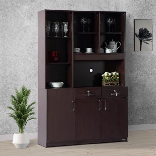 PIYESTRA Engineered Wood Dining Cabinet In Melamine Finish