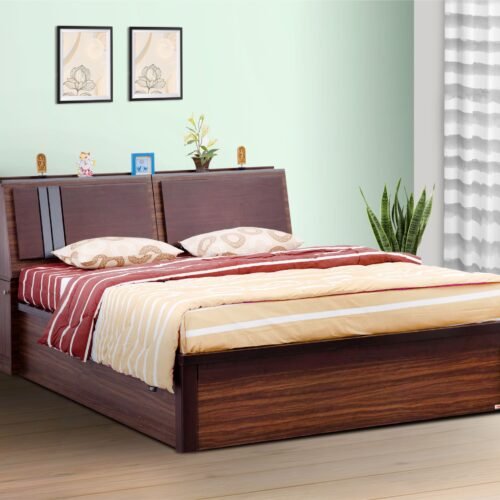 PIYESTRA Engineered Wood Head Storage Hydraulic king bed In Dual Tone Finish