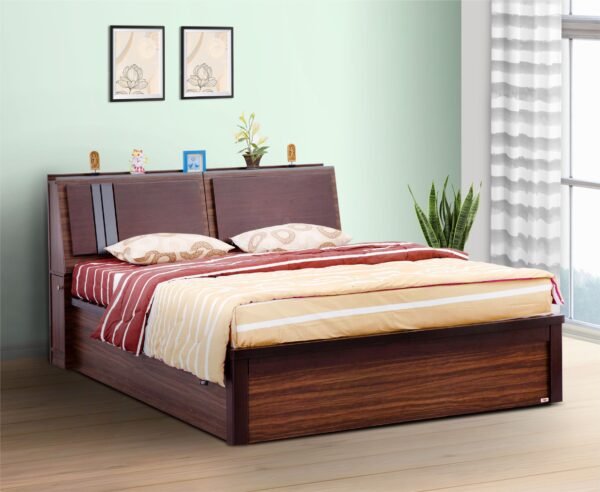 PIYESTRA Engineered Wood Head Storage Hydraulic king bed In Dual Tone Finish