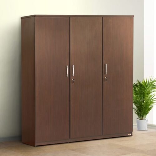 PIYESTRA Engineered Wood Ergonomically Three Door Wardrobe In Melamine Finish