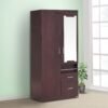 PIYESTRA Engineered Wood Rosely Two Door Wardrobe With Mirror in Melamine Finish