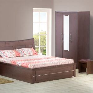 Piyestra Engineered Wood Viana Queen Bed With Hydraulic In Melamine Finish