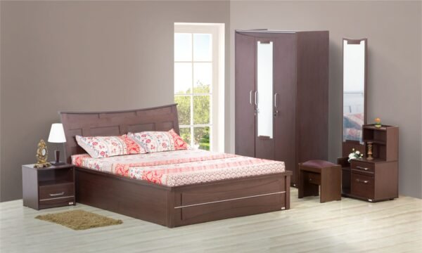 Piyestra Engineered Wood Viana Queen Bed With Hydraulic In Melamine Finish